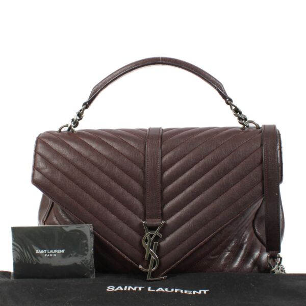 Saint Laurent Burgundy College Large Shoulder Bag