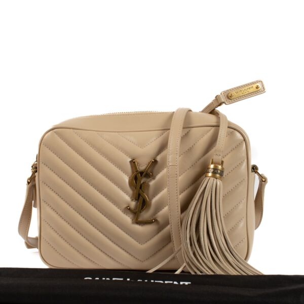 Saint Laurent Beige Quilted Lou Camera Bag