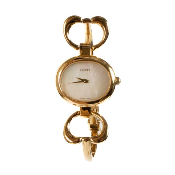 Shop 100% authentic second-hand Gucci 1600 Gold Plated White Mother Pearl Horsebit Watch on Labellov.com