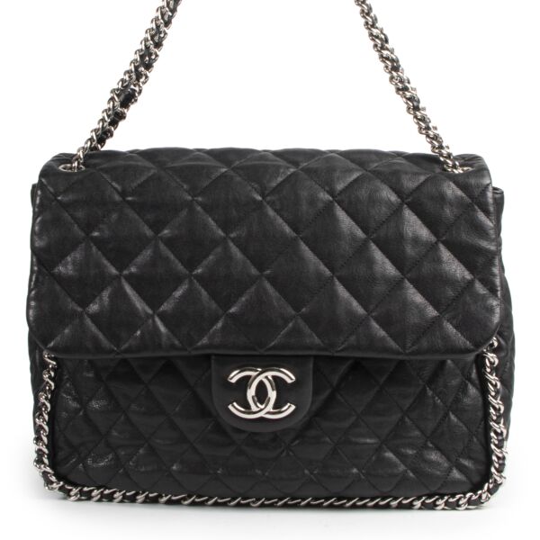 Authentieke Tweedehands Chanel Black Quilted Leather Shoulder Bag  juiste prijs veilig online shoppen luxe merken webshop winkelen Antwerpen België mode fashion
