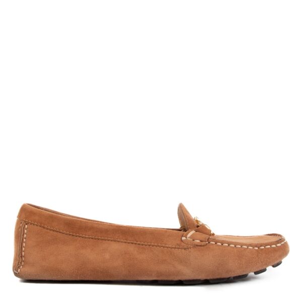 Ferragamo Cognac Suede Flats - size 36,5
