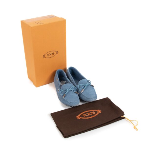 Tod's Blue Suede Moccasins - size 35,5