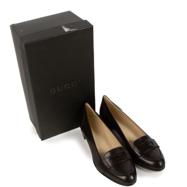Gucci Brown Nappa Leather Loafer Flats - Size 36