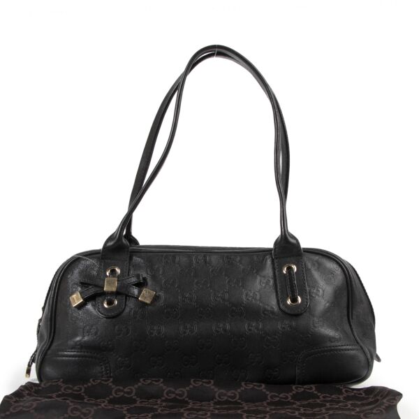 Gucci Black Princy GG Leather Mini Boston Bag