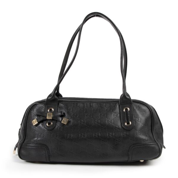 Authentic secondhand Gucci Black Princy GG Leather Mini Boston Bag designer bags fashion luxury vintage webshop safe secure online shopping
