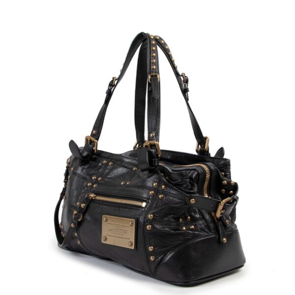 Louis Vuitton Limited Edition Black Leather Riveting Shoulder Bag