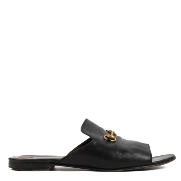 Gucci Black Horsebit Slide Sandals