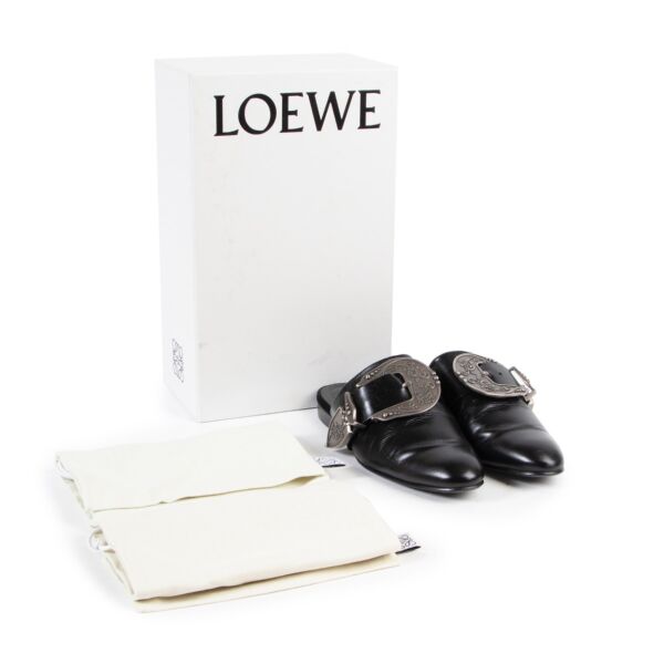 Loewe Black Leather Loafers - Size 37
