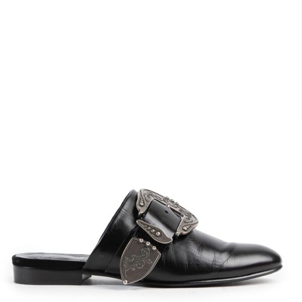 Shop safe online authentic second hand Loewe Black Leather Loafers in Size 37.