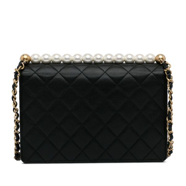 Chanel Black Chic Pearls Lambskin Flap Crossbody Bag