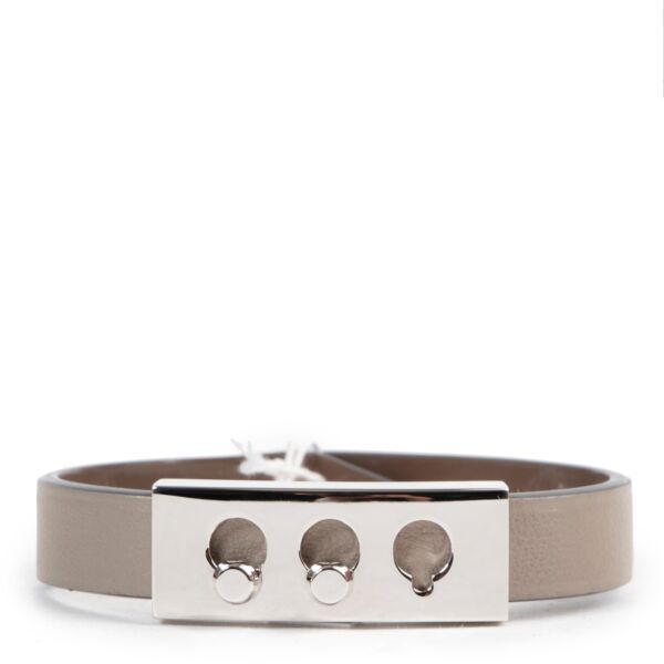 Delvaux Taupe Patent/ Grey Bracelet   Delvaux Patent Grey/ Taupe  Silver Tempete Wrap Braceletshp safe online secondhand for the best price 