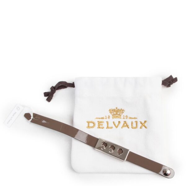 Delvaux Patent Grey/ Taupe Tempête Wrap Bracelet