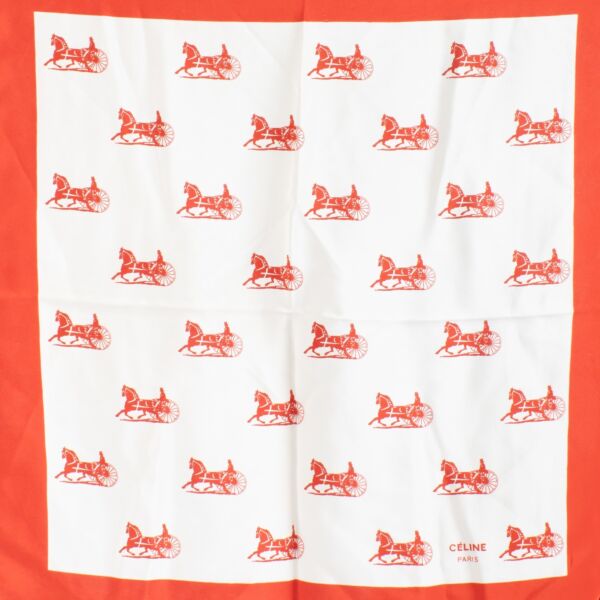 Celine Red Carriage Scarf