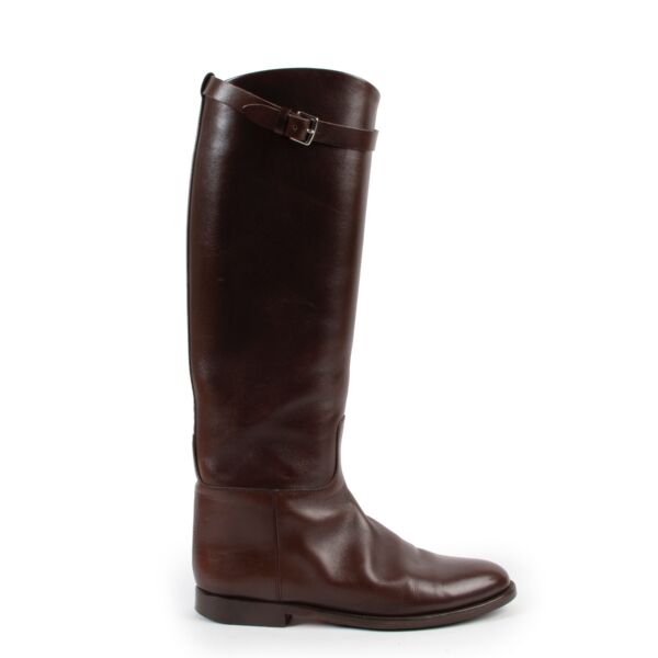 Shop safe online at Labellov these 100% authentic second hand Hermès Brown Jumping Boots