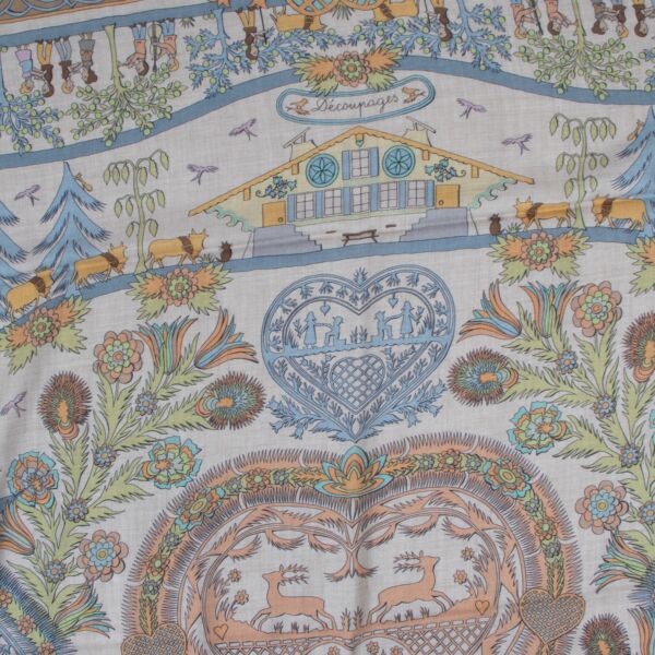 Hermès Beige Découpages Cashmere and Silk Scarf
