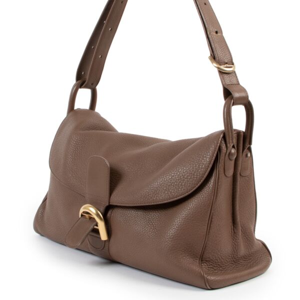 Delvaux Taupe Brilliant Besace Shoulder Bag