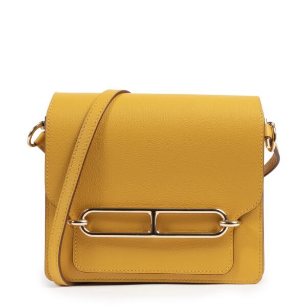 Hermès Mini Roulis 18 Moutarde GHW for the best price at Labellov secondhand luxury in Antwerp Belgium