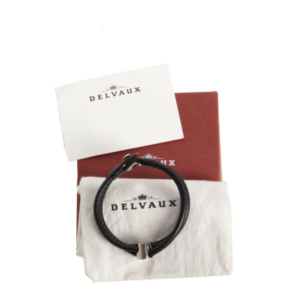Delvaux Black Leather Bracelet Silver D