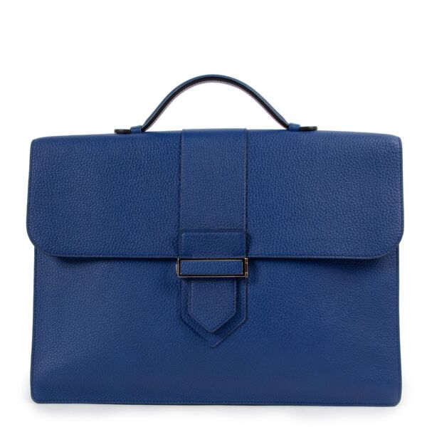 Shop authentic second hand luxury designer Delvaux Cartable Presse Blue Briefcase at Labellov.
