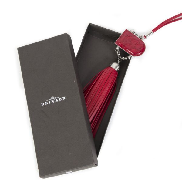 Delvaux Red Leather D Necklace with Fringes