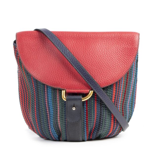 Authentique seconde-main vintage Delvaux Multicolor Toile De cuir Crossbody Bag achète en ligne webshop LabelLOV