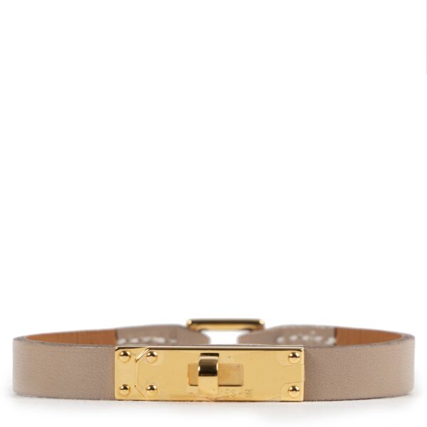 Authentieke Tweedehands Hermès Argile Micro Kelly Leather Bracelet juiste prijs veilig online shoppen luxe merken webshop winkelen Antwerpen  België mode fashion