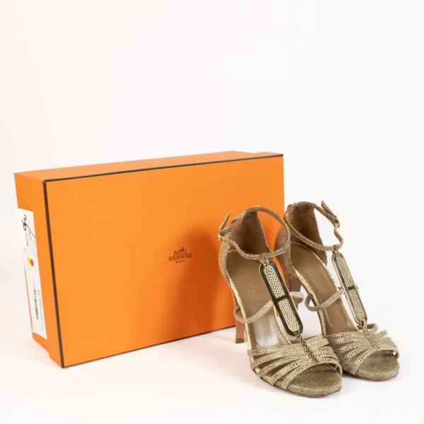 Hermès Icone Lizard Granit Sandals - Size 36