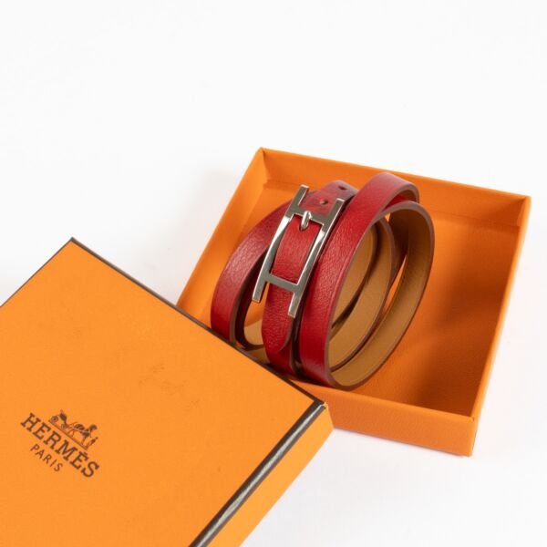 Hermès Rouge Casaque Hapi 3 Bracelet PM - Size T1