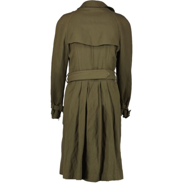 Burberry London Military Green Wool Trench Coat - Size FR38