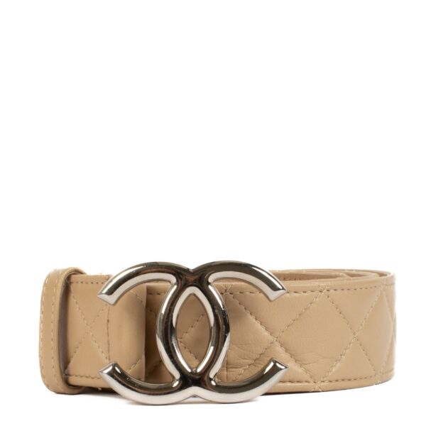 Shop 100% authentic Chanel 14C Beige Quilted Leather CC Belt at Labellov.com.