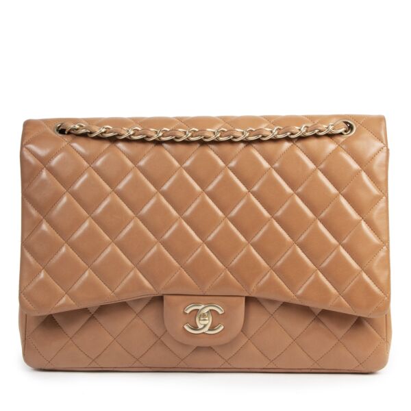Chanel Jumbo Camel Lambskin Classic Flap Bag 