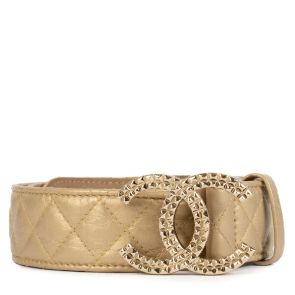 Chanel 11A Gold Quilted Leather CC Belt