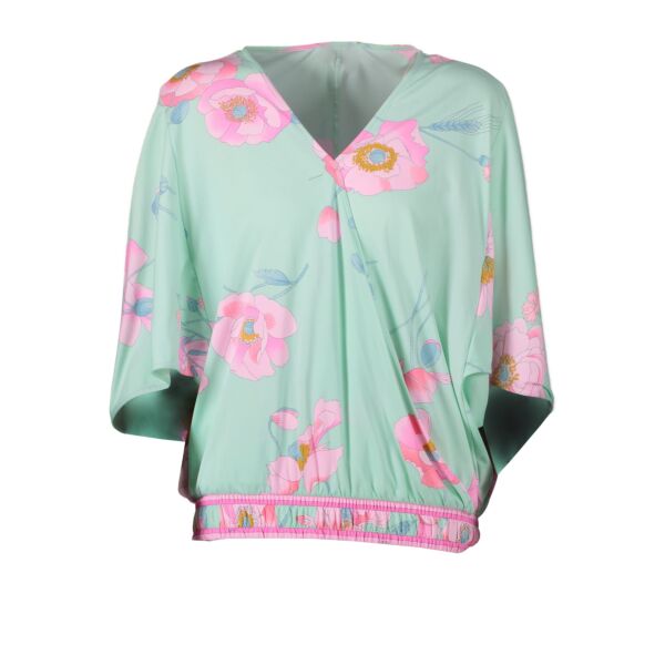  Leonard Green Floral Wrap Top - IT38 for sale online at Labellov secondhand luxury