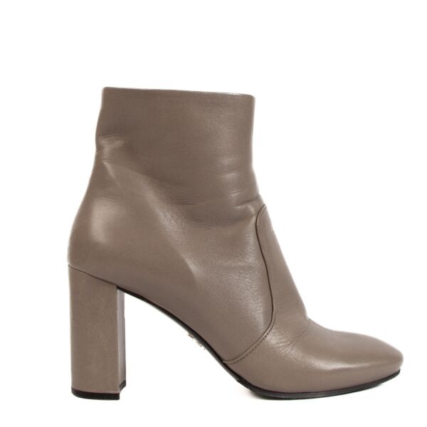 Prada Taupe Leather Ankle Boots - size 38,5