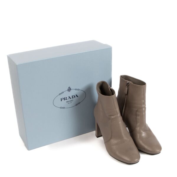 Prada Taupe Leather Ankle Boots - size 38,5