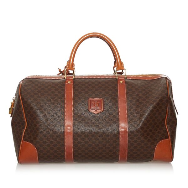 Shop safe online at Labellov in Antwerp this 100% authentic second hand Celine Macadam Canvas Boston Travel Bag