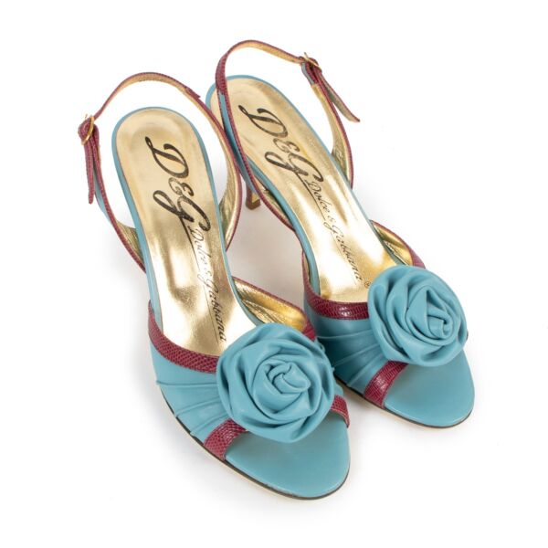D&G Vintage Blue Leather Slingback Sandals - Size 39