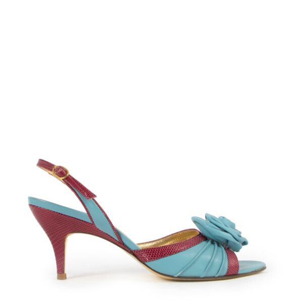 Dolce & Gabbana Vintage Blue Leather Slingback Sandals