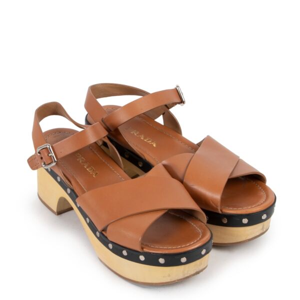 Prada Wooden Brown Platform Flats - Size 39,5