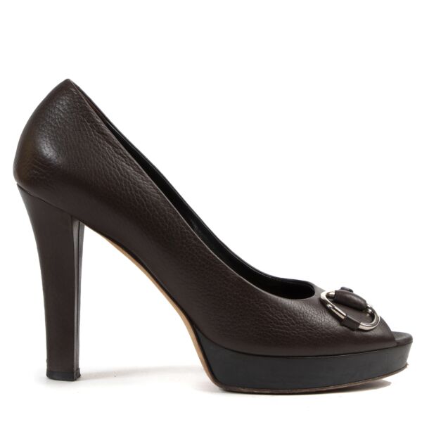 Gucci Brown Open Toe Pumps - 