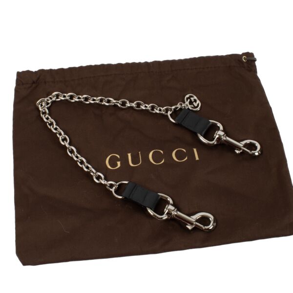 Gucci Black Leather Chain Bag Strap