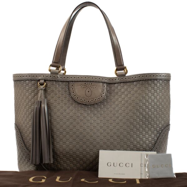 Gucci Grey Microguccissima Large Duilio Tote Bag