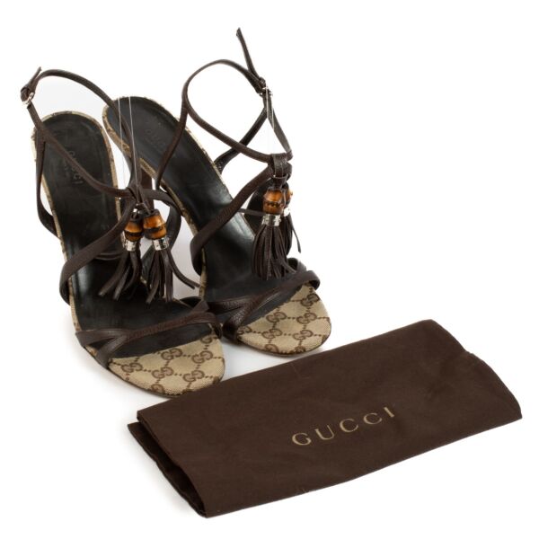 Gucci GG Canvas Bamboo Sandals - Size 40