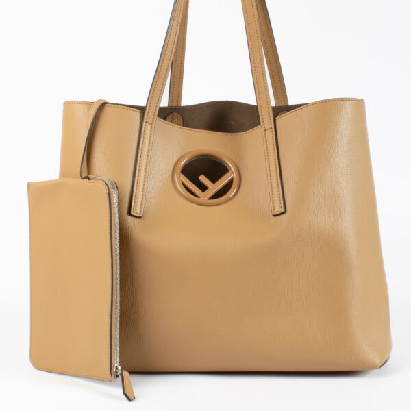 Fendi Camel Leather Kan I Shopper Tote