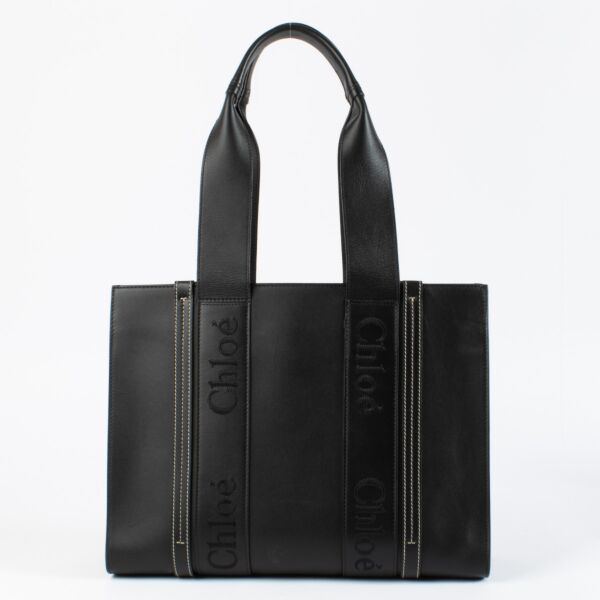 Chloé Black Leather Woody Tote Bag