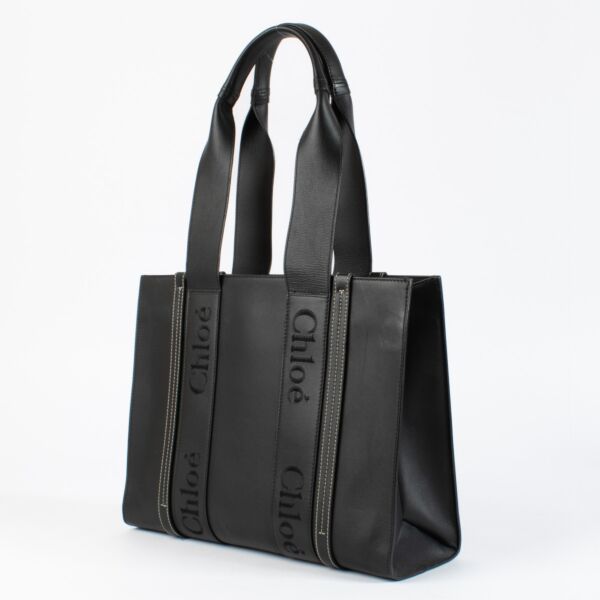 Chloé Black Leather Woody Tote Bag