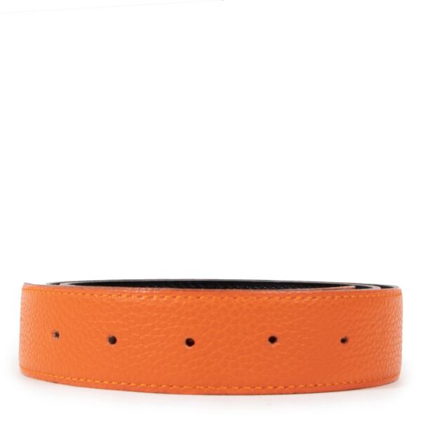 Hermès Orange/Black Togo and Tadelakt Belt Strap