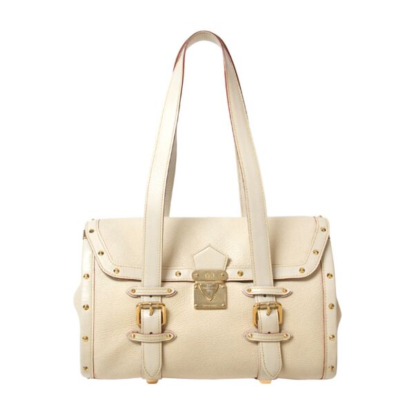  Louis Vuitton White Suhali Leather L'Epanoui GM Bag
