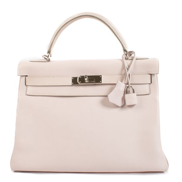 Authentic second hand Hermès Kelly 32 Rose Dragée Swift PHW on www.labellov.com