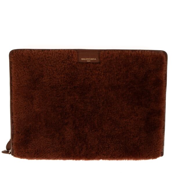 Balenciaga Burgundy Fur Clutch Bag